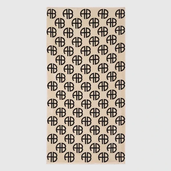 NWT Anine Bing Bahia Towel in Beige Monogram Print